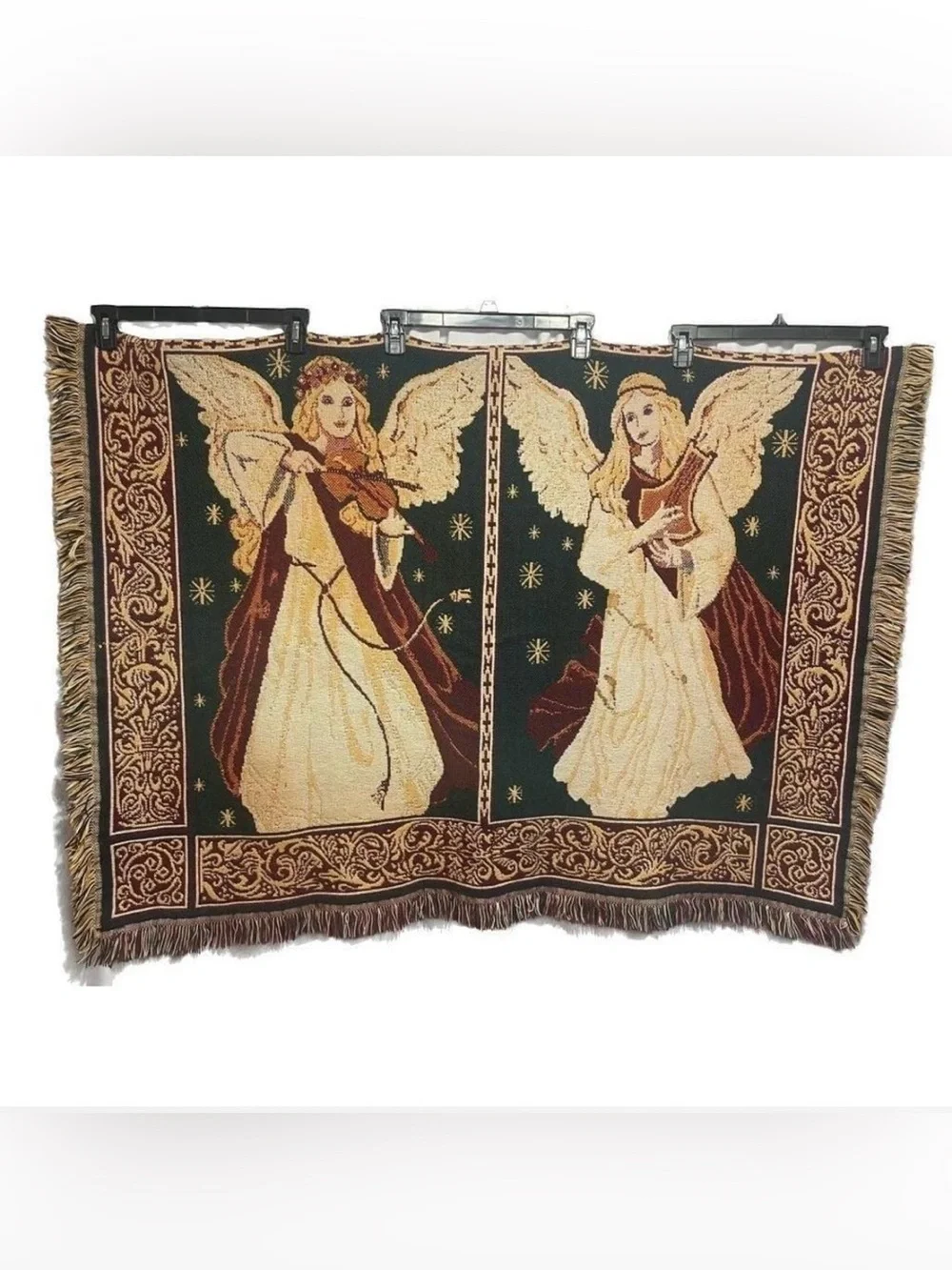 Goodwin Weavers Musical Angels Woven Tapestry Throw Blanket Cotton 70